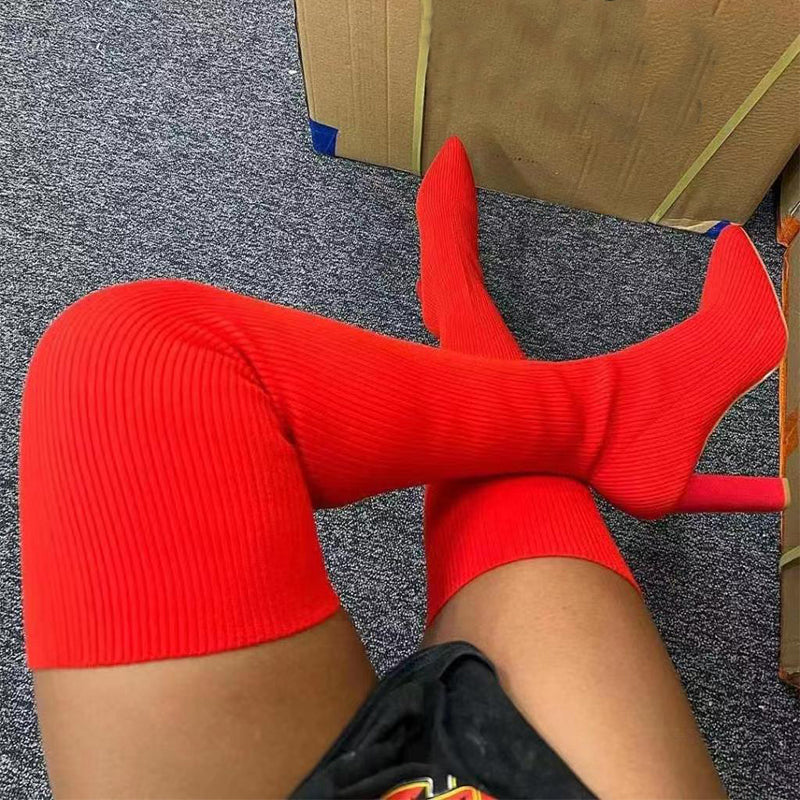 Over Knee Long Pointed Toe High Heel Boots