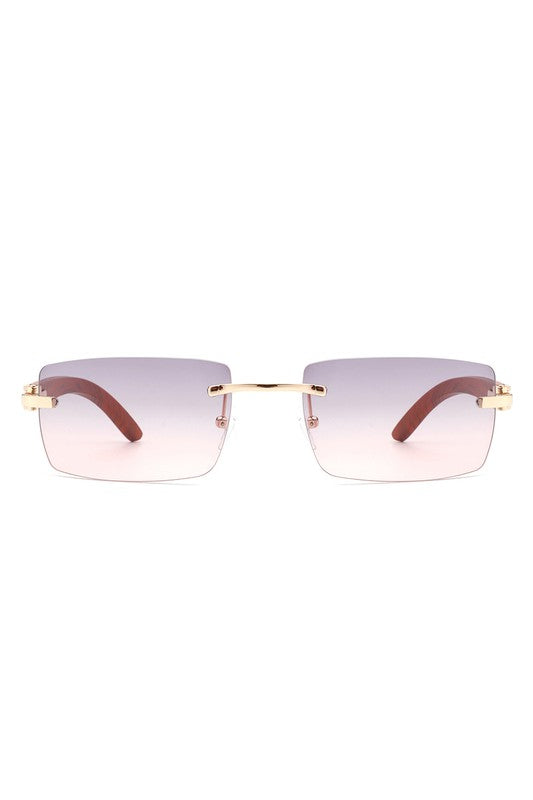 Rectangle Rimless Retro Tinted Sunglasses