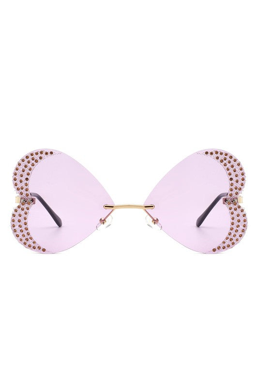 Rimless Butterfly Tinted Fashion Women Sunglasses