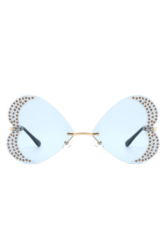 Rimless Butterfly Tinted Fashion Women Sunglasses