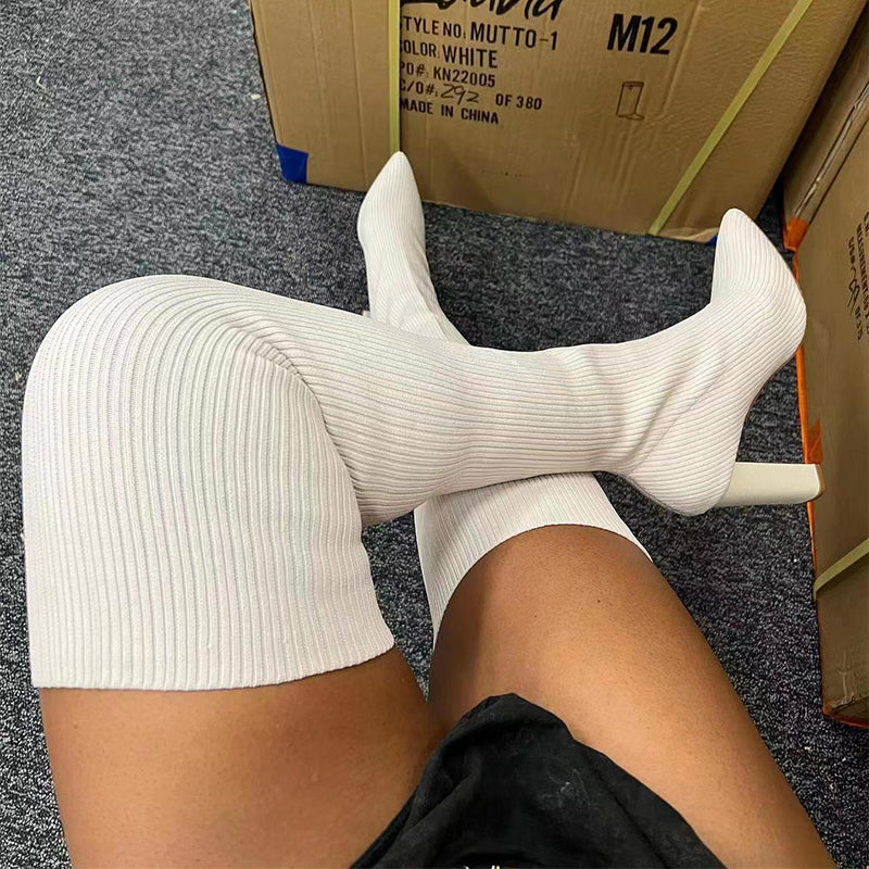 Over Knee Long Pointed Toe High Heel Boots
