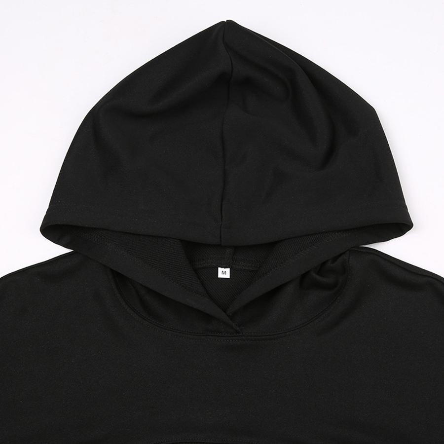 Exquisite slight stretch two colors hooded crop sweatshirt(only sweatshirt)