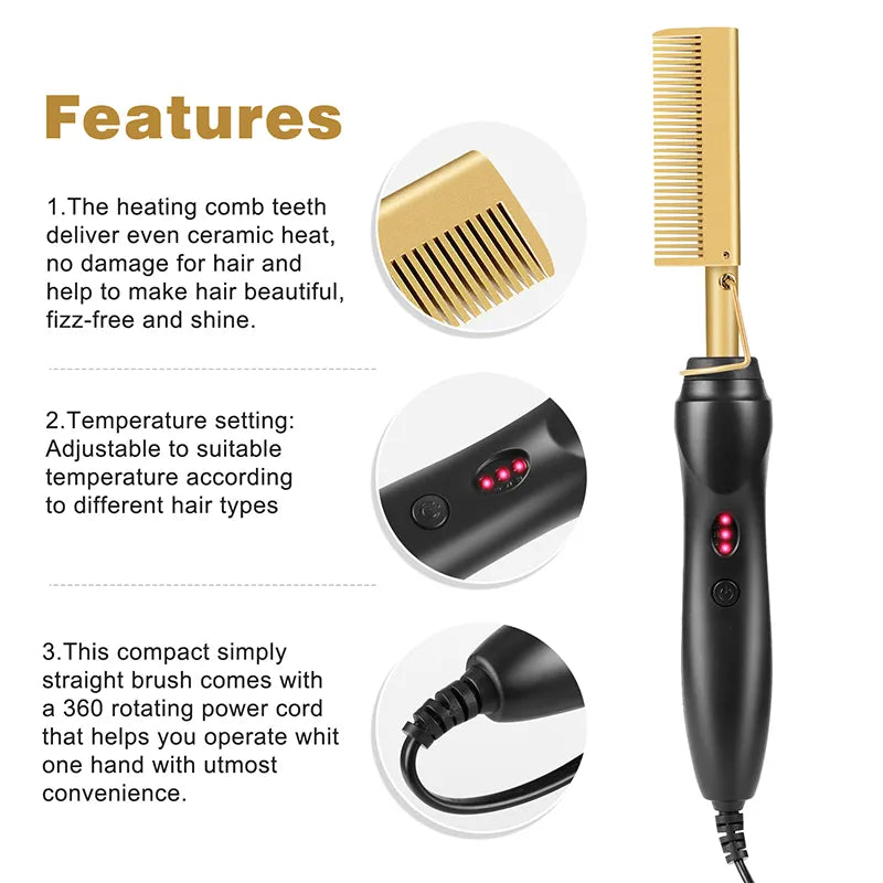 2 in 1 Electric Hot Comb Hair Straightener