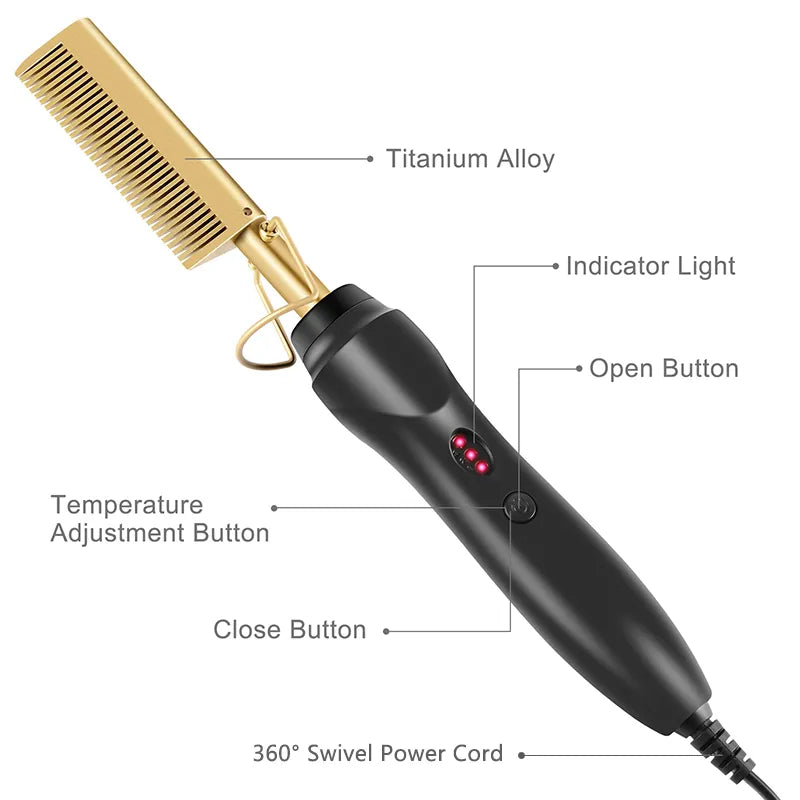 2 in 1 Electric Hot Comb Hair Straightener
