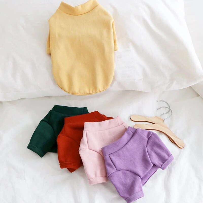Puppy Solid Color Bottoming Shirt Autumn and Winter Pet Knitted Sweater Teddy Bear Warm Two-legged Clothes Popular Pet Supplies