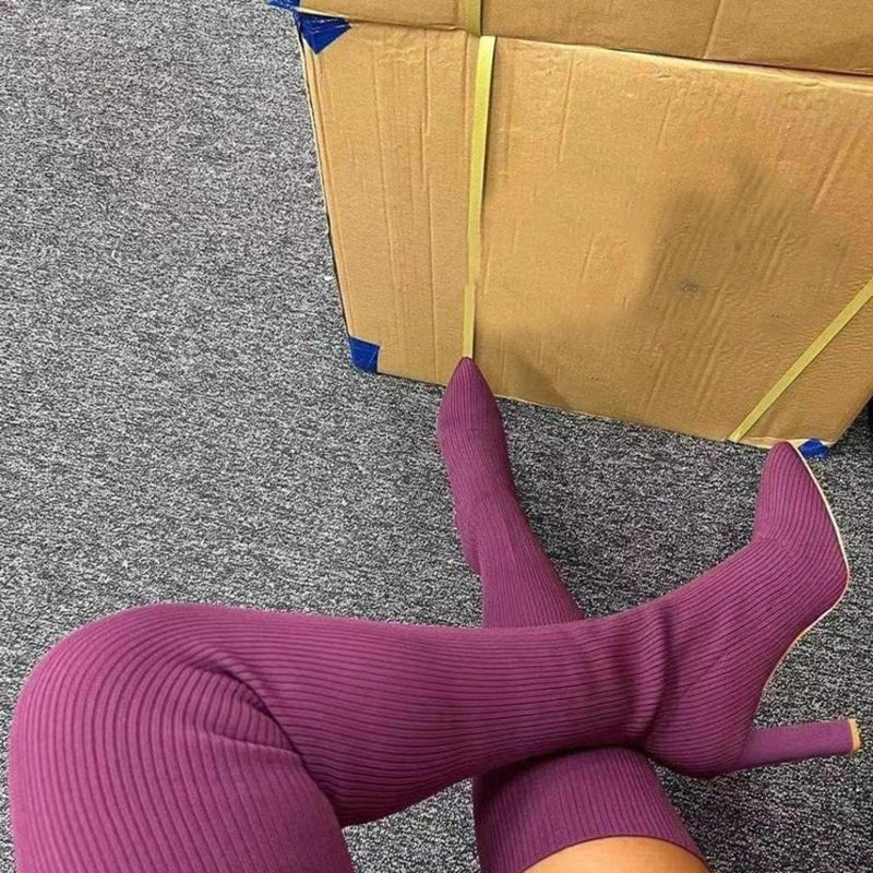 Over Knee Long Pointed Toe High Heel Boots