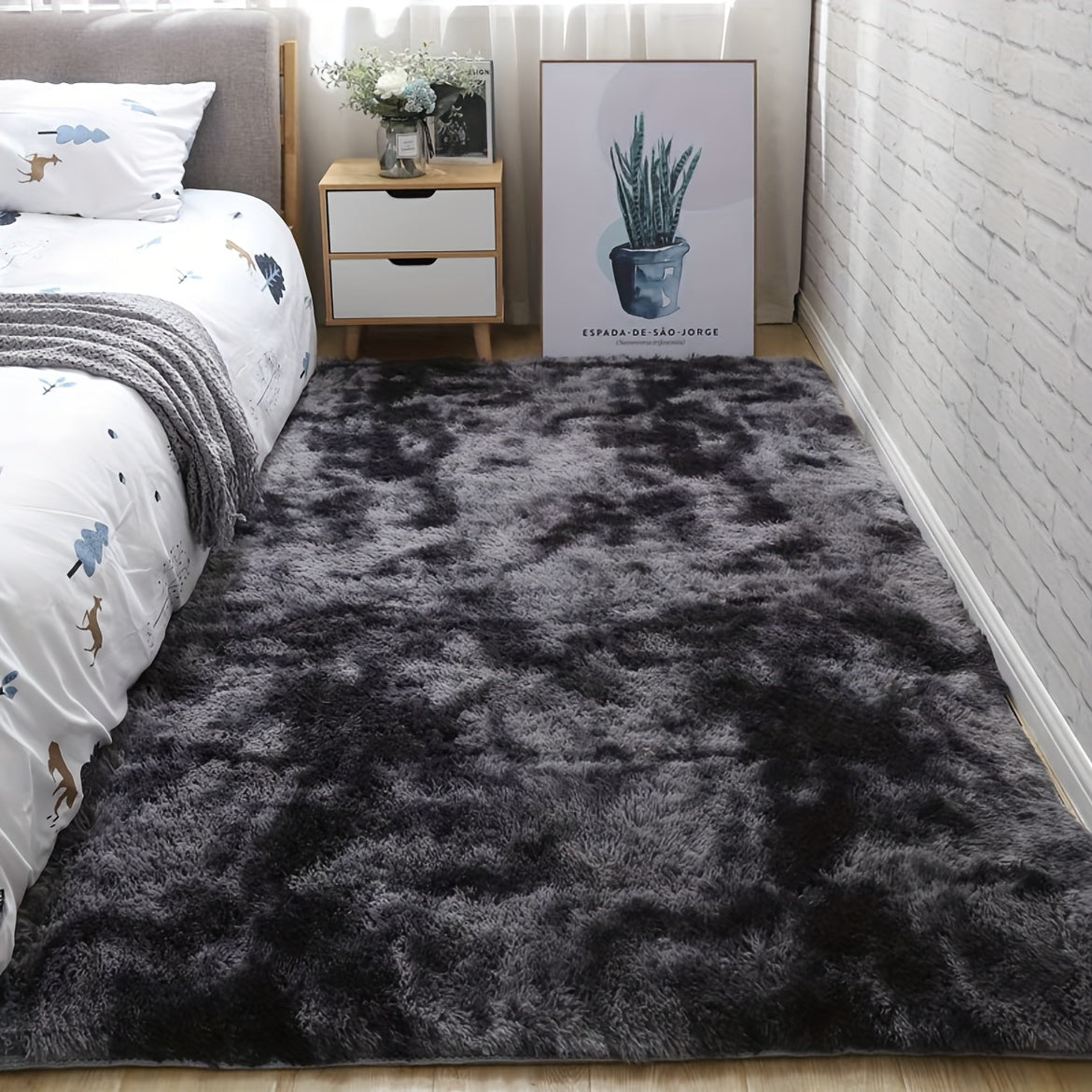 Soft Plush Shag Rug for Bedroom & Living Room - Non-Slip, Tie-Dyed Design - 31.5*62.99inch