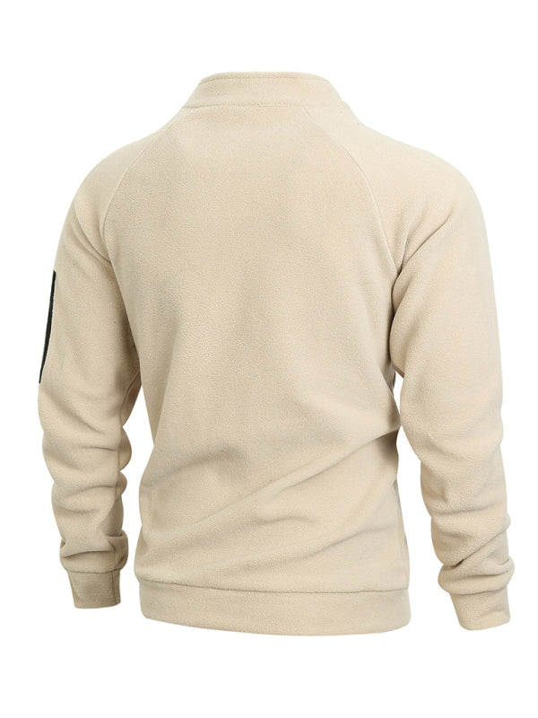 Men's casual pullover coral fleece jacket