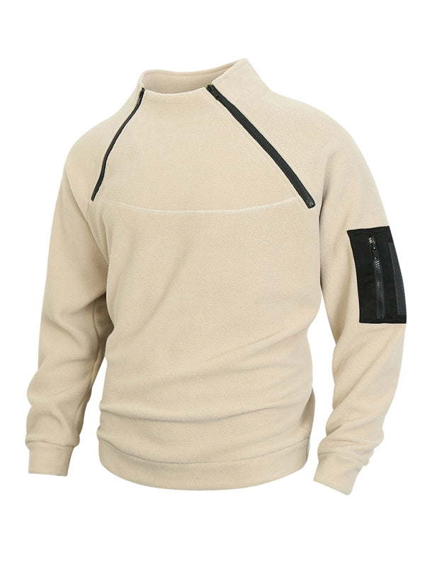 Men's casual pullover coral fleece jacket