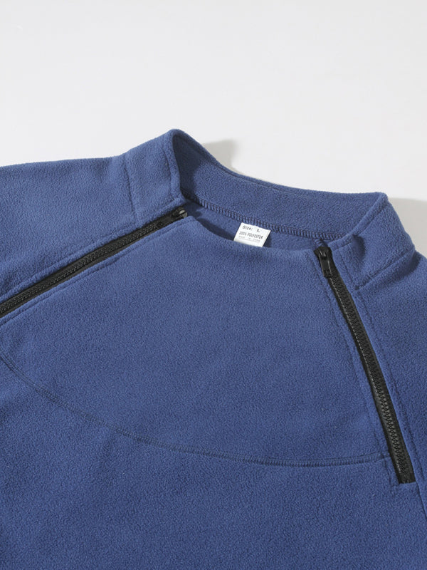 Men's casual pullover coral fleece jacket