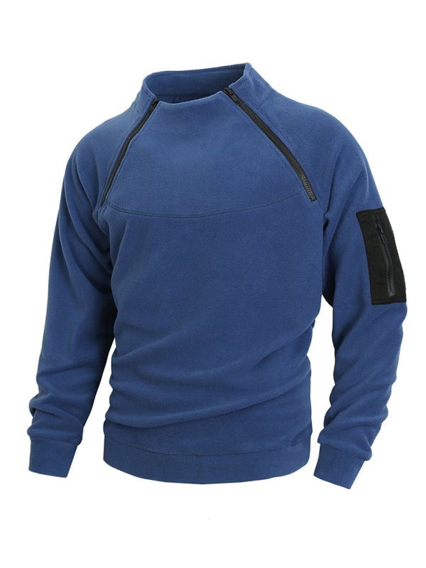 Men's casual pullover coral fleece jacket