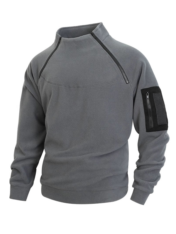 Men's casual pullover coral fleece jacket
