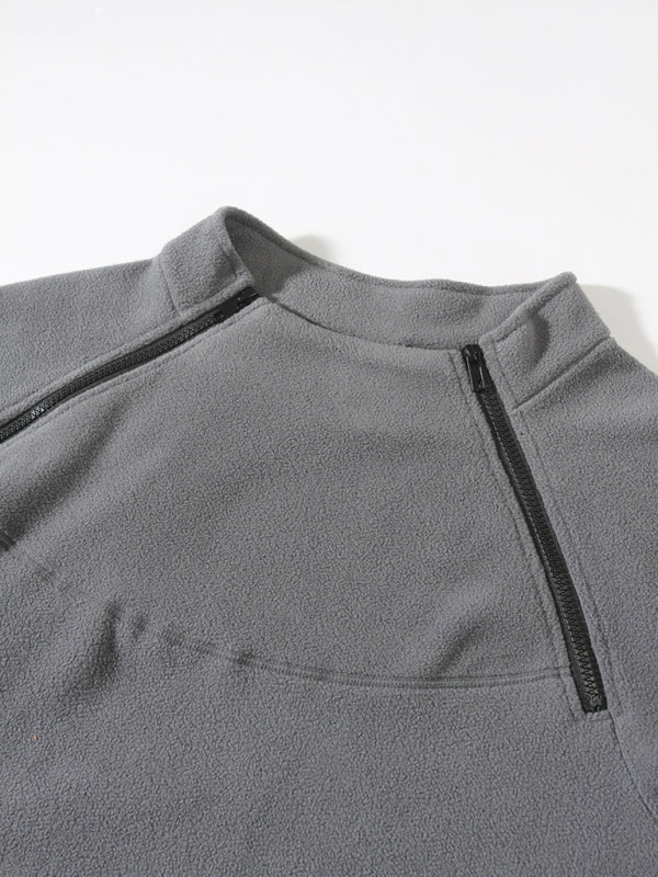 Men's casual pullover coral fleece jacket