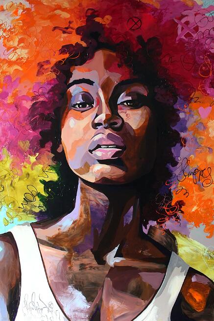 African Woman Abstract Graffiti Art