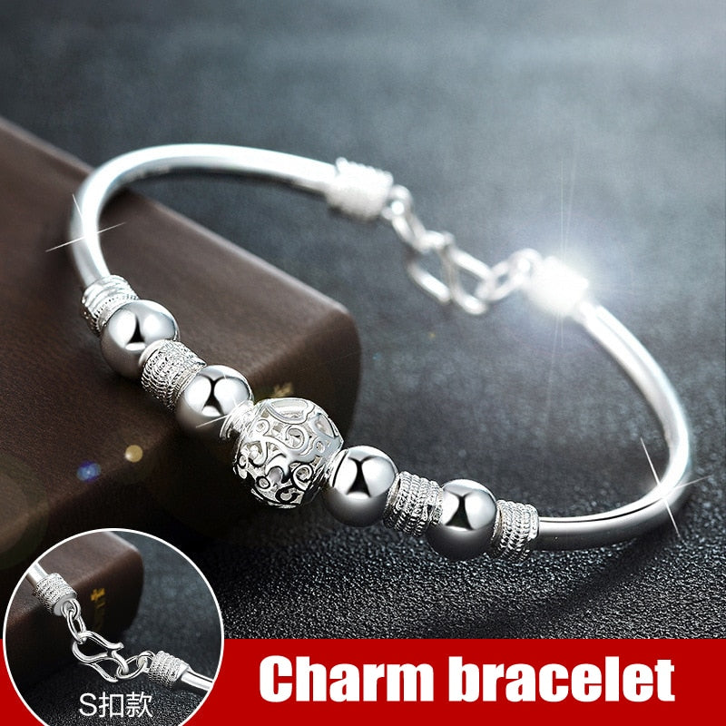 3 Style New 925 sterling silver Lucky Charm Bracelet Cuff Bracelets For Women Bangles Fashion Jewelry Pulseira