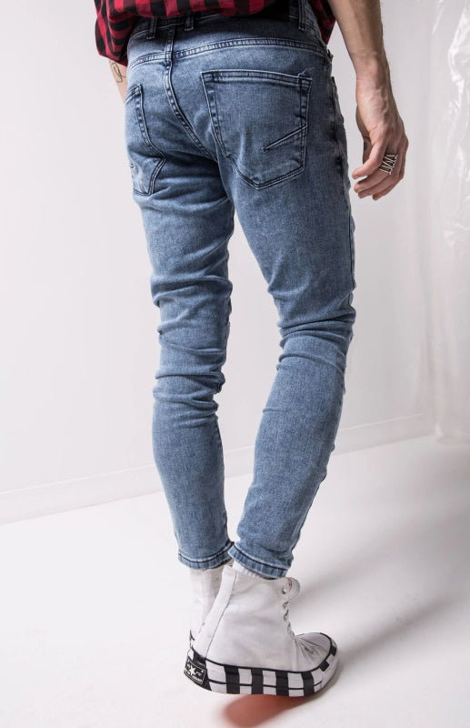 Men's Frayed Slim Fit Long Jeans