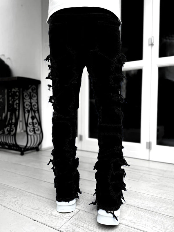 Men's stretch patch denim straight pants