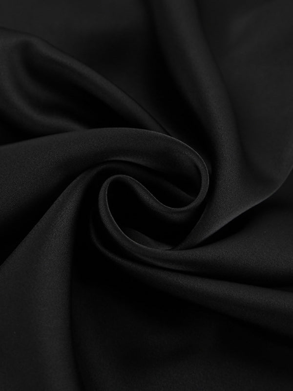 Elegant high-waisted satin satin long skirt