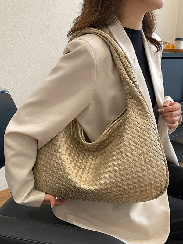 French high-end woven bag, versatile shoulder armpit bag, niche texture portable commuter bag