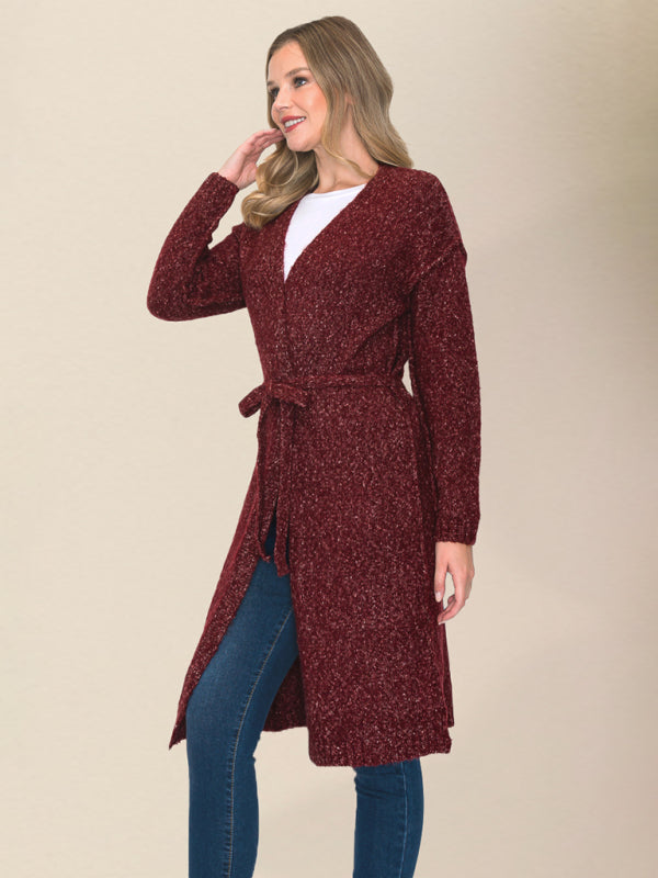 Long knitted sweater cardigan