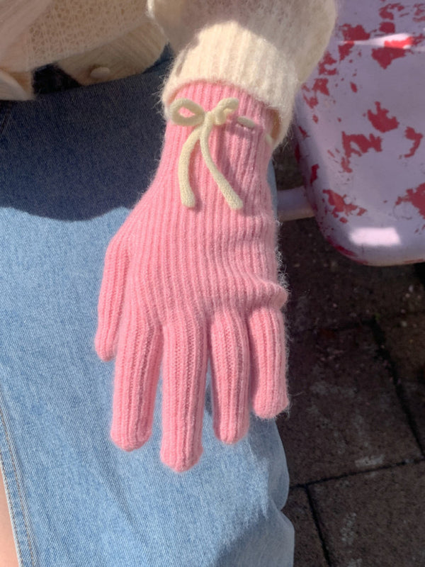 New women's warm, cute and versatile bow-knot warm touch screen fingerless gloves