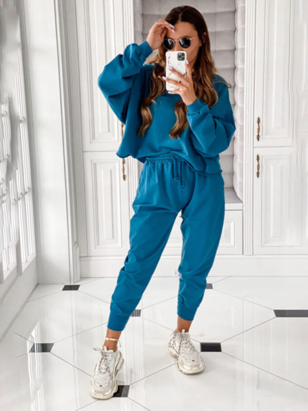 New style comfortable and casual solid color long-sleeved sports suit