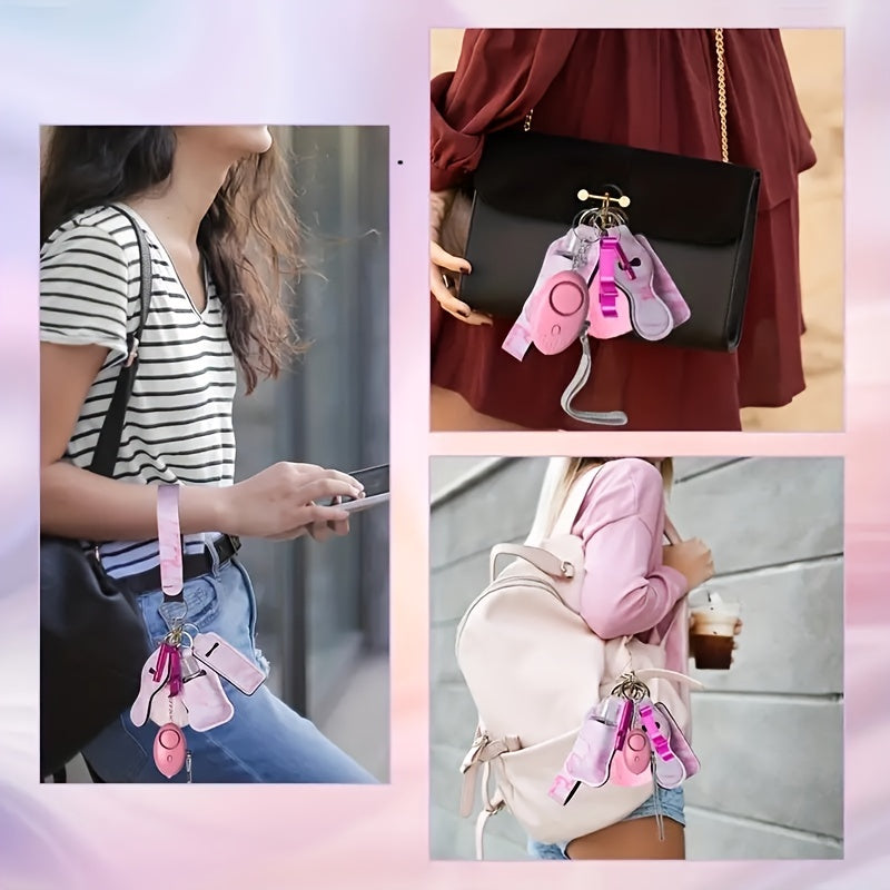 10pcs Women's Personal Alarm Keychain Set with  Bottle Opener, and Storage Bag