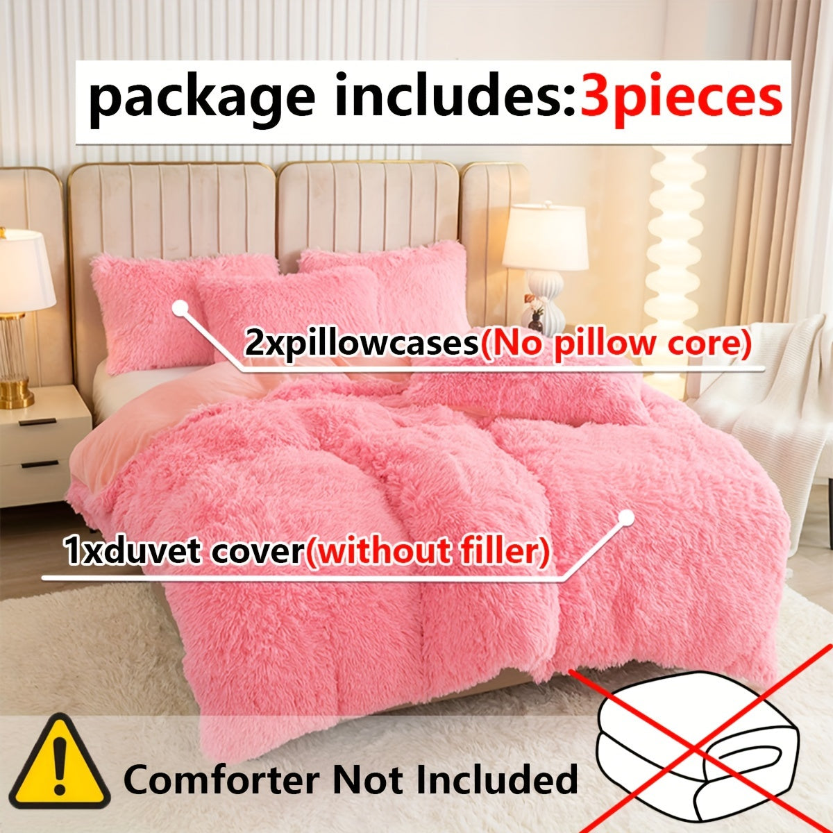 3-Piece Multi-Color Bedding Set - Polyester Duvet Cover & Pillowcases - Machine Washable