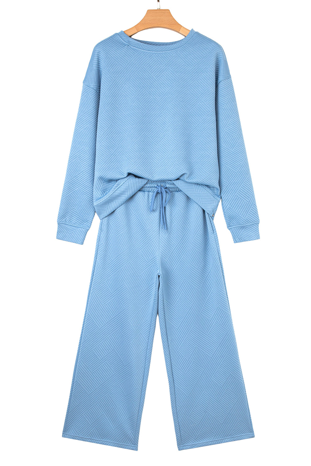 Beau Blue Floral Patchwork Drop Shoulder Pullover and Sweatpants Lounge Set