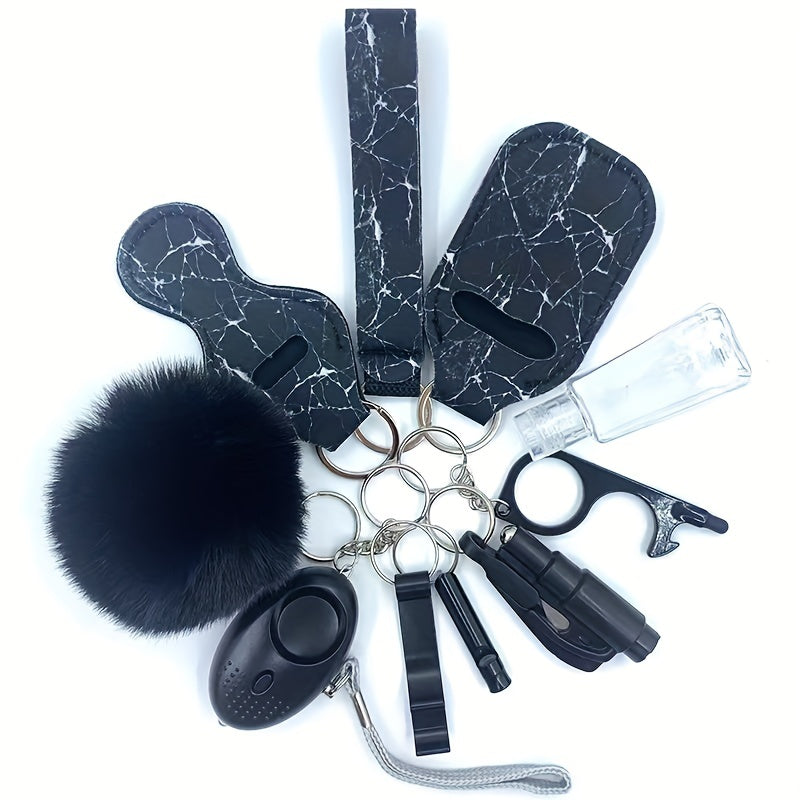 10pcs Women's Personal Alarm Keychain Set with  Bottle Opener, and Storage Bag