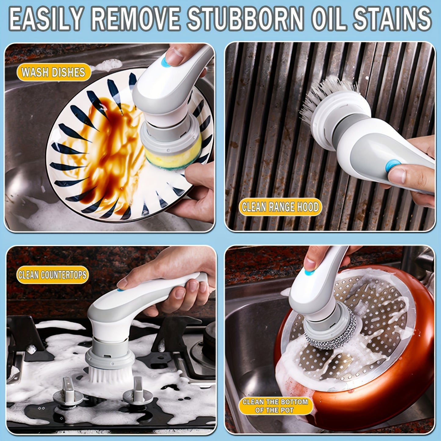 Powerful Electric Spin Scrubber with 3 Brush Heads - Effortless Cleaning for Bathroom, Kitchen, and More!
