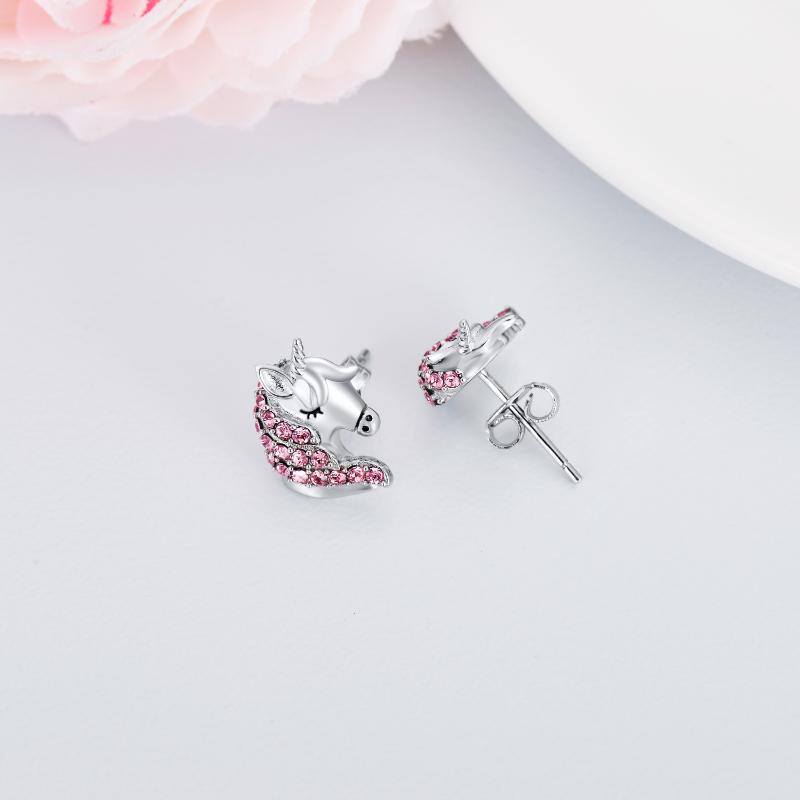 Sterling Silve Unicorn Hypoallergenic Stud Earrings Jewelry 