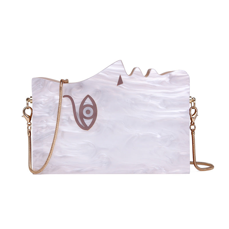 Unique Design Wooden Acrylic White Evening Handbags