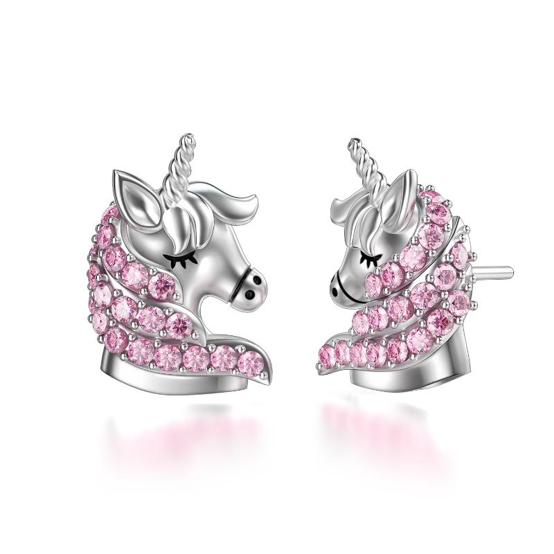 Sterling Silve Unicorn Hypoallergenic Stud Earrings Jewelry 