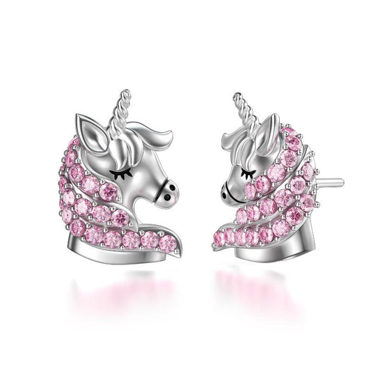Sterling Silve Unicorn Hypoallergenic Stud Earrings Jewelry 