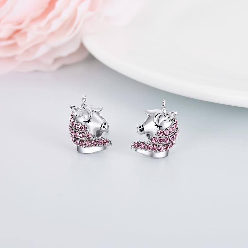 Sterling Silve Unicorn Hypoallergenic Stud Earrings Jewelry 