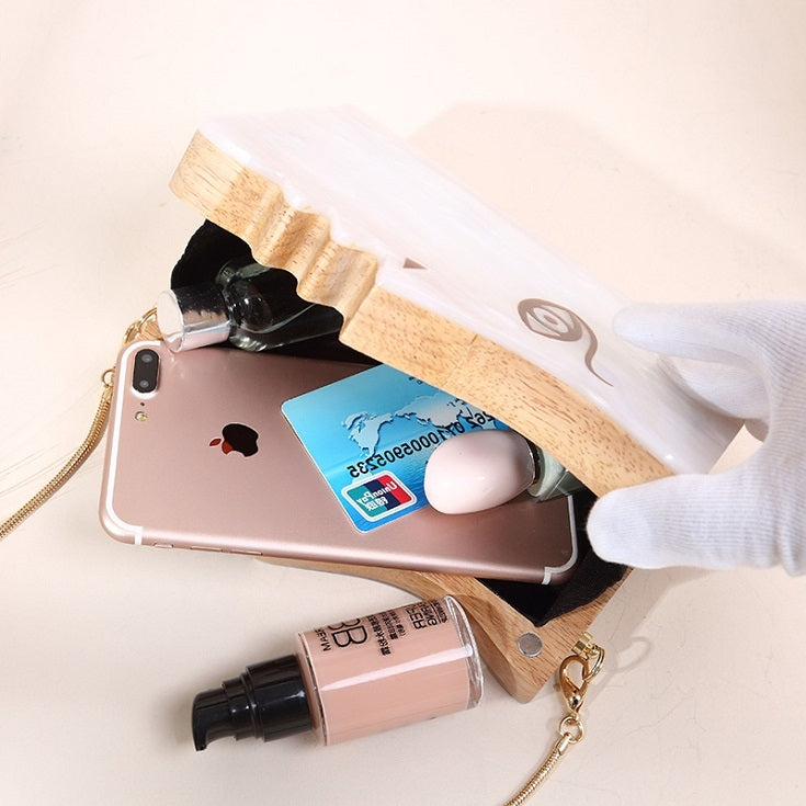 Unique Design Wooden Acrylic White Evening Handbags
