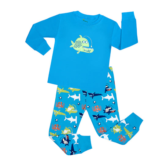 Children's Pure Cotton Long-Sleeved Trousers Loungewear Set