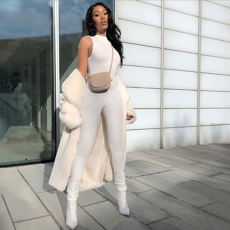 Autumn Women Sexy Winter Jumpsuit Streetwear Long Sleeve Bodycon Solid Sport Fitness Overalls For Women