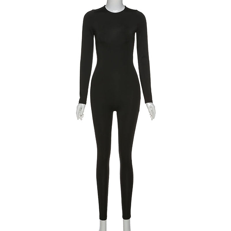 Autumn Women Sexy Winter Jumpsuit Streetwear Long Sleeve Bodycon Solid Sport Fitness Overalls For Women