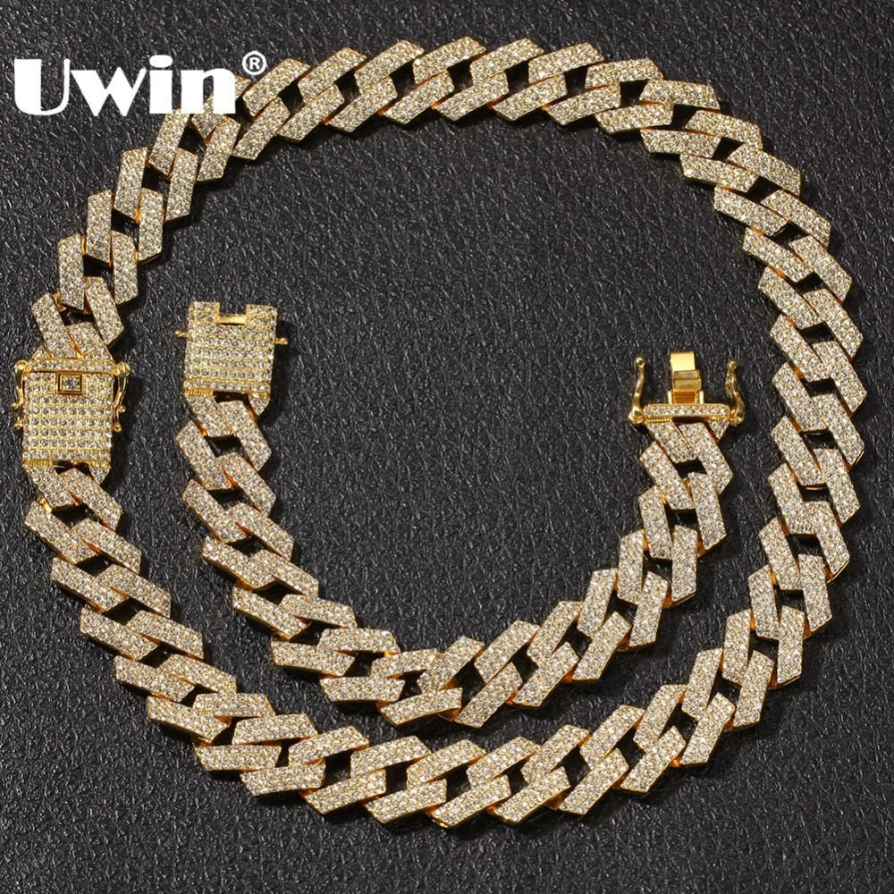 20mm Miami Prong Cuban Chain  Mens Hiphop Jewelry Set