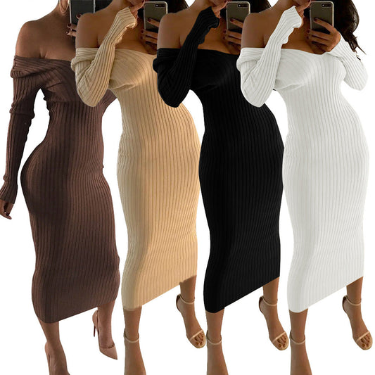 Winter Long Sleeve Sexy Sweater Bodycon Dress Fall Casual Dresses Women Lady Elegant