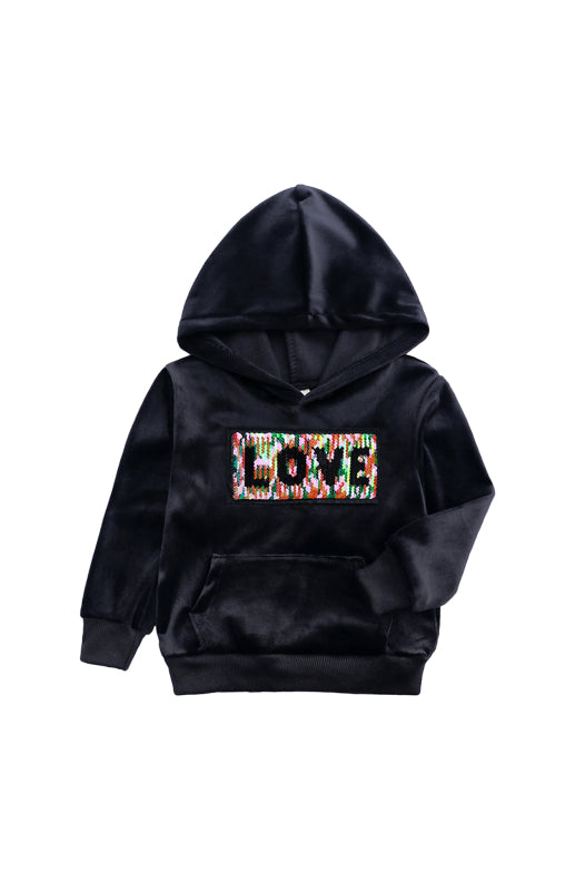 Kid's Spelling Hooded Gold Velvet Pyjama Sets
