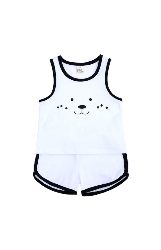 Children's Contrast Print Casual Vest Loungewear Set