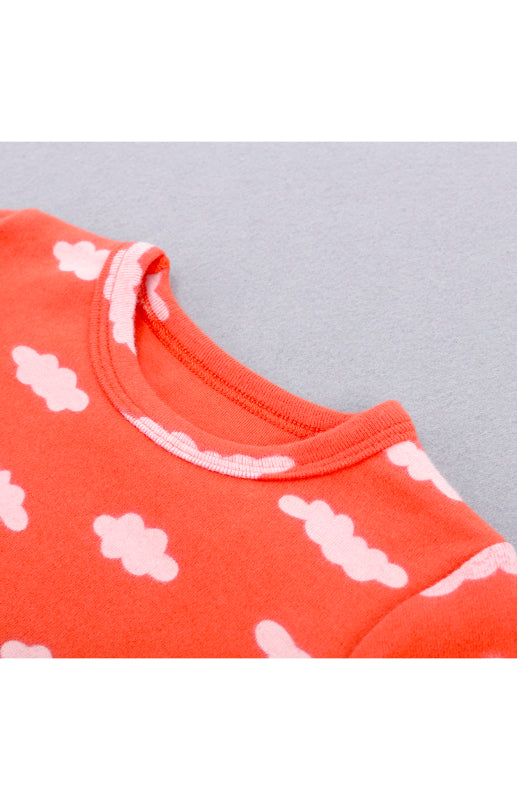 Children's Eyelash Cloud Print Brushed Children's Homewear Cotton Set