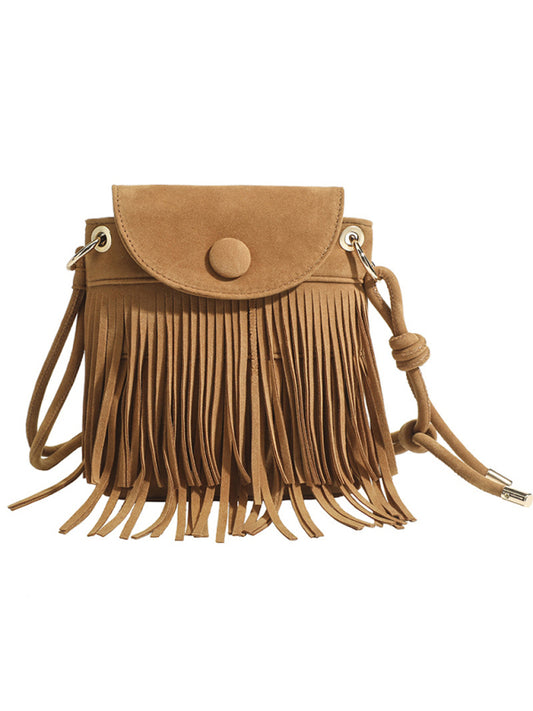 New ethnic style all-match niche tassel bag shoulder retro messenger bag