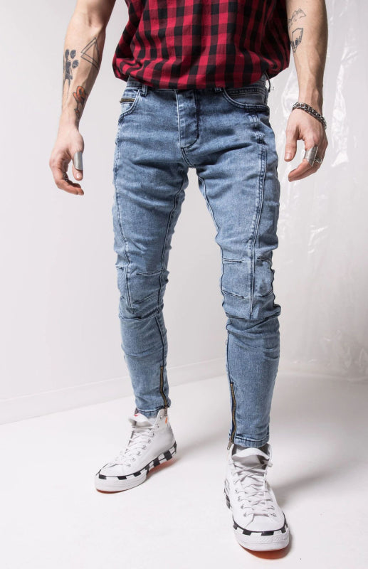 Men's Frayed Slim Fit Long Jeans