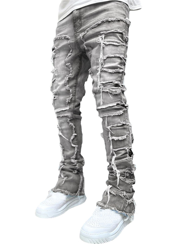 Men's stretch patch denim straight pants