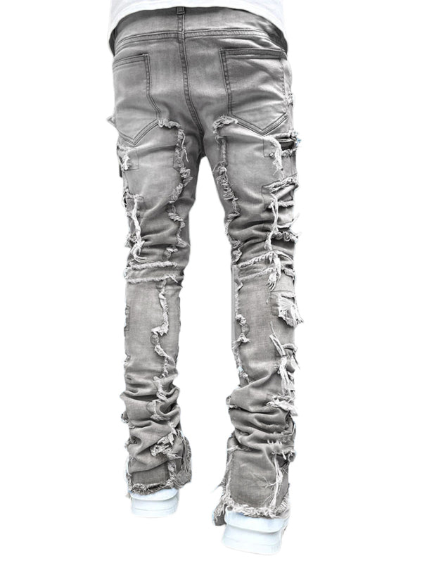 Men's stretch patch denim straight pants