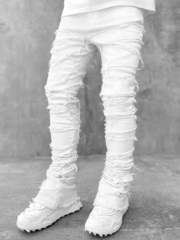 Men's stretch patch denim straight pants